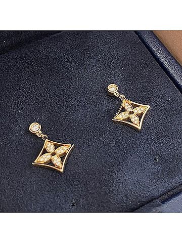 Louis Vuitton LOUIS VUITTON Louis Vuitton Monogram Idylle Blossom 750 Diamond Earrings Yellow Gold Women's (view 2)