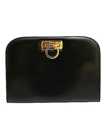 Salvatore Ferragamo Salvatore Ferragamo Gancini 2-Way Chain Leather Shoulder Bag Clutch Black Women's (view 1)