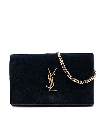 Saint Laurent Suede Monogram Kate Chain Wallet (view 1)