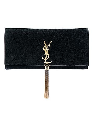 Saint Laurent Suede Monogram Kate Tassel Clutch (view 1)
