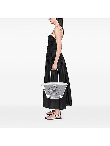 Prada PVC Canapa Logo Shopper Tote (view 2)