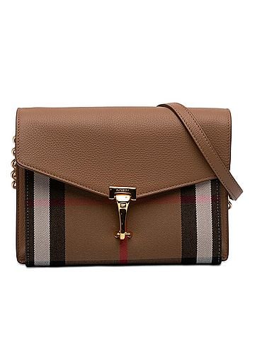 Burberry Small Leather and House Check Canvas Derby Macken Crossbody (view 1)