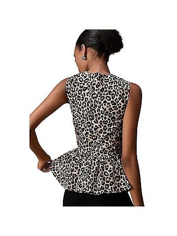 Maeve Sleeveless Bow-Front Peplum Blouse Sleeveless T-Shirt (view 2)