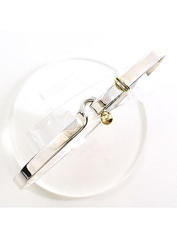 Tiffany & Co. Tiffany &amp; Co. Solid Double Heart 18K Yellow Gold Silver Bangle, Total Weight 8.3g, Jewelry (view 1)