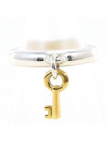 Tiffany & Co. Tiffany &amp; Co. Key 18K Yellow Gold Silver Ring (Total Weight: 4.7g) Jewelry (view 1)