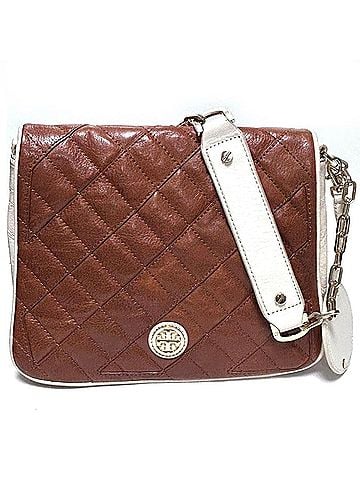 Tory Burch Tory Burch Chain Shoulder Bag, Women's Mirror Included, Brown and White Leather, Size S (view 1)