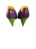 Escada 100% Leather Color Block Red Purple Heels Size 7 - photo 2