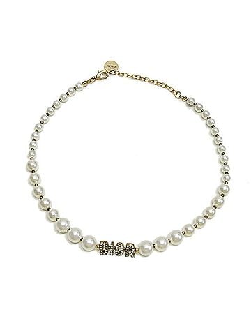 Christian Dior Christian Dior faux pearl necklace with rhinestones (view 2)