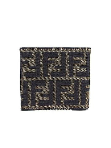 Fendi Fendi Zucca pattern bi-fold compact wallet, khaki (view 1)