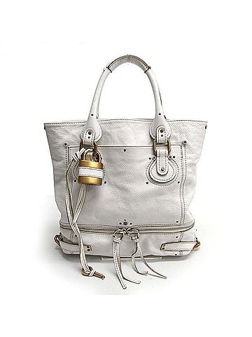 Chloé Chloé Chloe Paddington Tote Bag with Padlock, White (view 2)