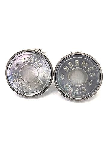 Hermès Hermes Sellier Clip-on Earrings, Silver, Shell (view 1)