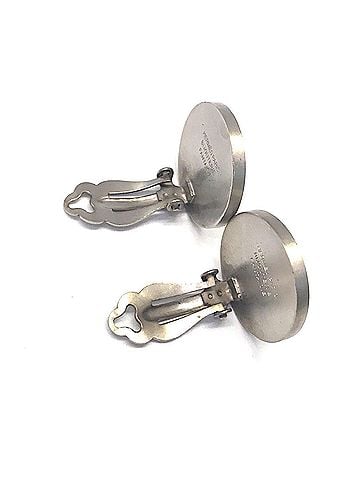 Hermès Hermes Sellier Clip-on Earrings, Silver, Shell (view 2)
