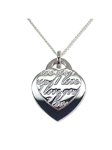Tiffany & Co. TIFFANY &amp; Co. 925 "I Love You" Double Heart Tag Necklace Pendant (view 1)