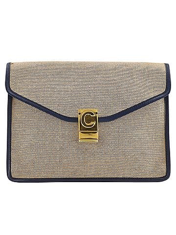 Céline Celine Old Clutch Bag, Canvas, Beige, A5 Size, Flap, Women's (view 1)