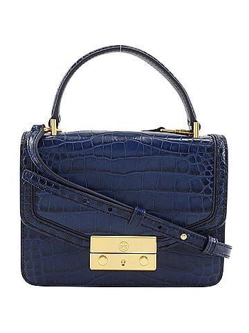 Tory Burch Tory Burch 2-Way Shoulder Handbag, Embossed Leather, Blue, Flap, Women's (view 1)