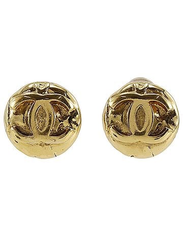 Chanel Chanel Coco Mark Earrings, Gold Plated, 1996, Model 96A, Approx. 15.5g, Women's. (view 1)