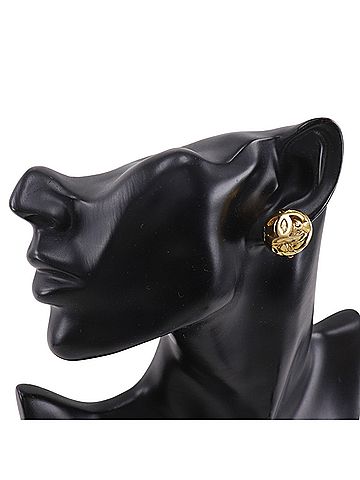 Chanel Chanel Coco Mark Earrings, Gold Plated, 1996, Model 96A, Approx. 15.5g, Women's. (view 2)