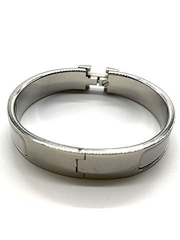 Hermès Hermes Click H Enamel Bracelet Bangle Silver x White HERMES (view 2)