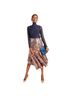 Dhruv Kapoor 100% Polyester Print Brown Blue Formal Skirt Size 0 - photo 1
