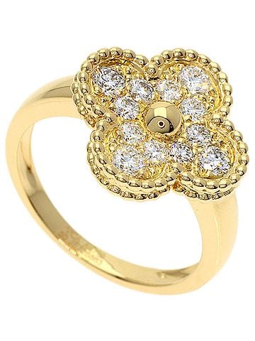 Van Cleef & Arpels Van Cleef &amp; Arpels Vintage Alhambra Diamond Ring #50, 18K Yellow Gold, Women's. (view 1)