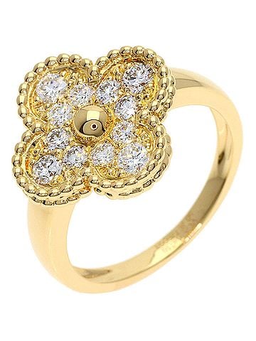 Van Cleef & Arpels Van Cleef &amp; Arpels Vintage Alhambra Diamond Ring #50, 18K Yellow Gold, Women's. (view 2)