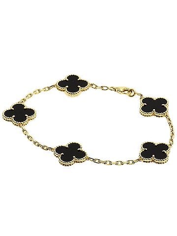 Van Cleef & Arpels Van Cleef &amp; Arpels Vintage Alhambra Onyx Bracelet 18K Yellow Gold Women's (view 1)
