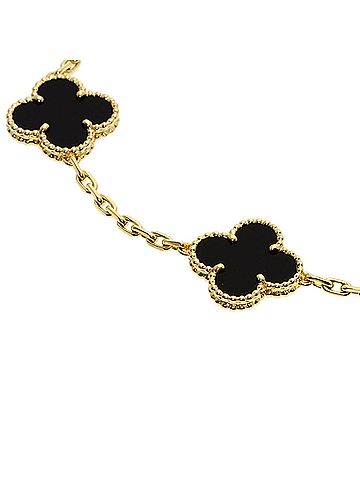 Van Cleef & Arpels Van Cleef &amp; Arpels Vintage Alhambra Onyx Bracelet 18K Yellow Gold Women's (view 2)