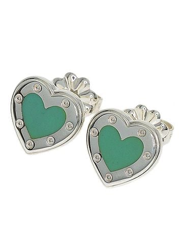 Tiffany & Co. Tiffany &amp; Co. Return to Mini Love Heart Enamel Earrings, Silver, Women's. (view 1)