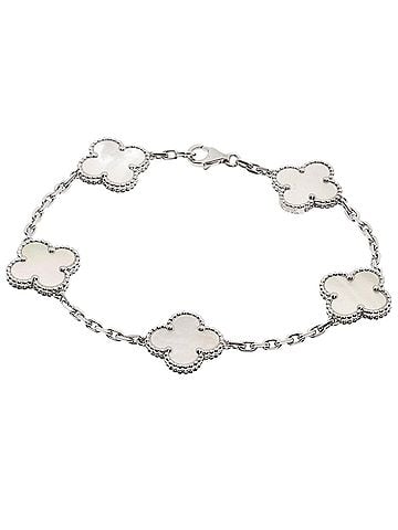 Van Cleef & Arpels Van Cleef &amp; Arpels Vintage Alhambra Shell Bracelet 18K White Gold Women's (view 1)