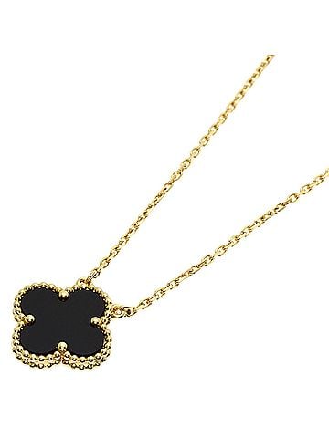 Van Cleef & Arpels Van Cleef &amp; Arpels Vintage Alhambra Onyx Necklace, 18K Yellow Gold, Women's (view 1)