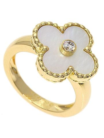 Van Cleef & Arpels Van Cleef &amp; Arpels Vintage Alhambra Diamond Shell Ring, 18K Yellow Gold, Women's. (view 1)