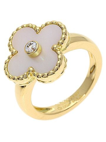 Van Cleef & Arpels Van Cleef &amp; Arpels Vintage Alhambra Diamond Shell Ring, 18K Yellow Gold, Women's. (view 2)