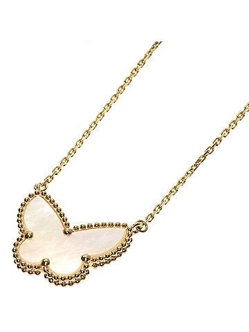Van Cleef & Arpels Van Cleef &amp; Arpels Lucky Alhambra Papillon White Shell Necklace, 18K Yellow Gold, Women's. (view 1)