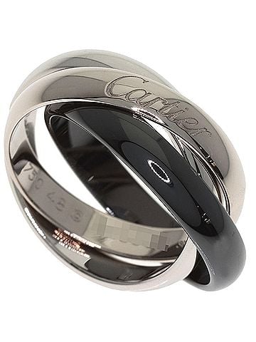 Cartier Cartier Trinity Black Ceramic Ring #48, 18K White Gold/Pd950, Women's, CARTIER (view 1)