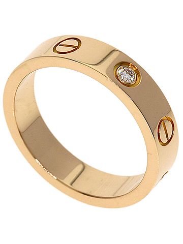 Cartier Cartier Mini Love Ring, 1P Diamond, 18K Pink Gold, Women's CARTIER (view 1)