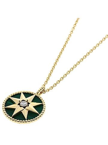 Christian Dior Christian Dior Dior Rose des Vents Medium Diamond Malachite Long Necklace 18K Yellow Gold Women's (view 1)