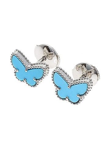 Van Cleef & Arpels Van Cleef &amp; Arpels Sweet Papillon Turquoise Earrings, 18K White Gold, Women's (view 1)