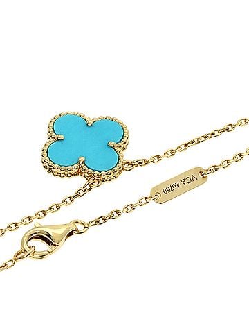 Van Cleef & Arpels Van Cleef &amp; Arpels Vintage Alhambra Turquoise Necklace, 18K Yellow Gold, Women's (view 2)