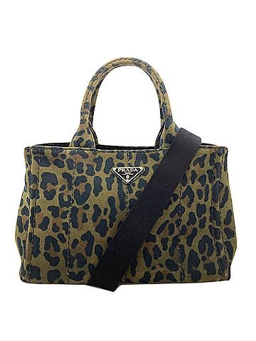 Prada Prada Canapa Mini Leopard Print 2-Way Handbag Canvas Women's PRADA (view 1)