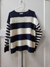 Zenana Outfitters 100% Acrylic Stripes Blue Ivory Pullover Sweater Size XL - photo 3