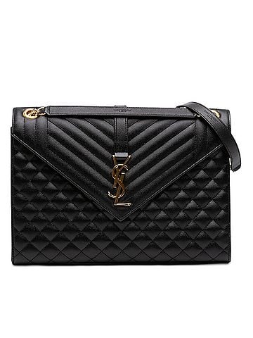 Saint Laurent Medium Grain De Poudre Triquilt Monogram Envelope Bag (view 1)
