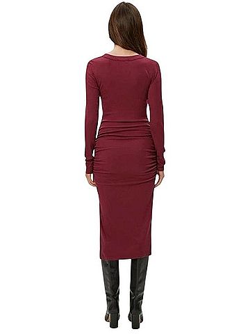 Michael Stars Ruched Square-Neck LongSleeve Ribbed Midi Dress Side Slit Nova Casual Dress (view 2)