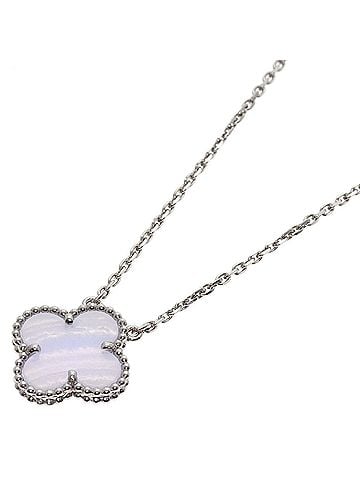 Van Cleef & Arpels Van Cleef &amp; Arpels Vintage Alhambra Chalcedony Necklace, 18K White Gold, Women's (view 1)
