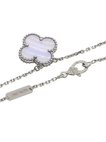 Van Cleef & Arpels Van Cleef &amp; Arpels Vintage Alhambra Chalcedony Necklace, 18K White Gold, Women's (view 2)