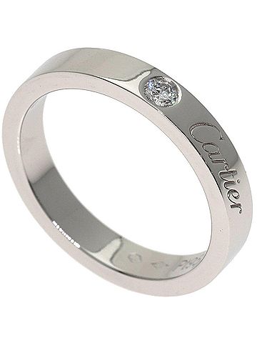 Cartier Cartier C de 1P Diamond Ring #47 Platinum PT950 Women's CARTIER (view 1)