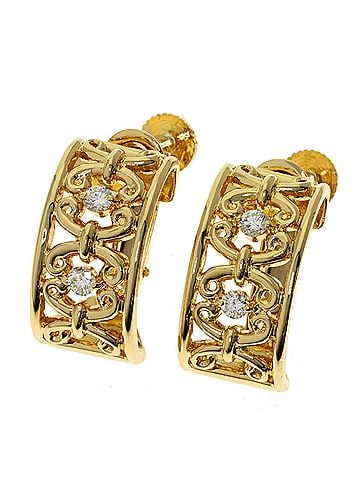 Céline Celine 4P Diamond Earrings, 18K Yellow Gold, Women's (view 1)