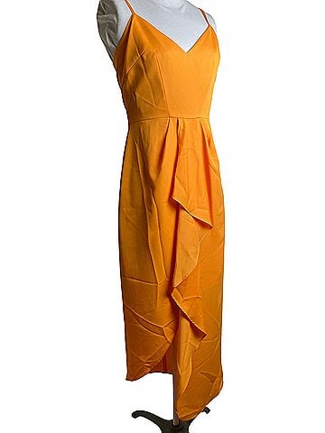 Gianni Bini Papaya Ruffle Long Cocktail Dress (view 1)