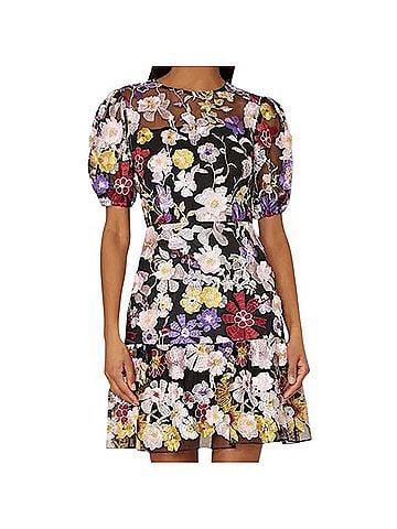 Milly Yasmine 3D Floral Embroidery Cocktail Dress (view 1)