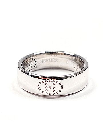 Hermès HERMES Eclipse Ruban Ring, 18K White Gold, 10.5cm Silver, Women's (view 1)