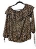 MICHAEL Michael Kors 100% Polyester Leopard Print Brown Black 3/4 Sleeve Blouse Size M - photo 2